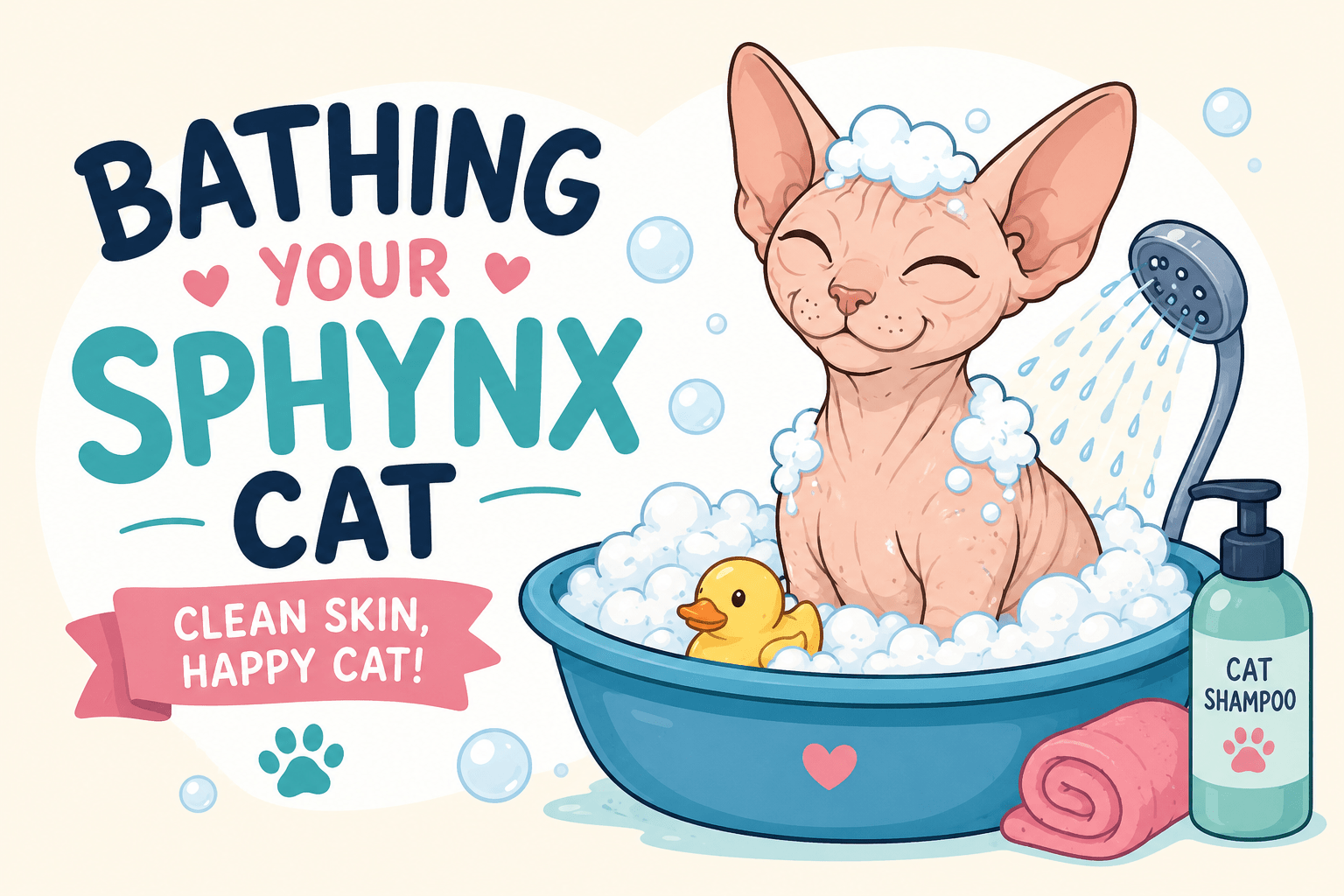 Born Bold Cats cartoon Sphynx Bathing poster