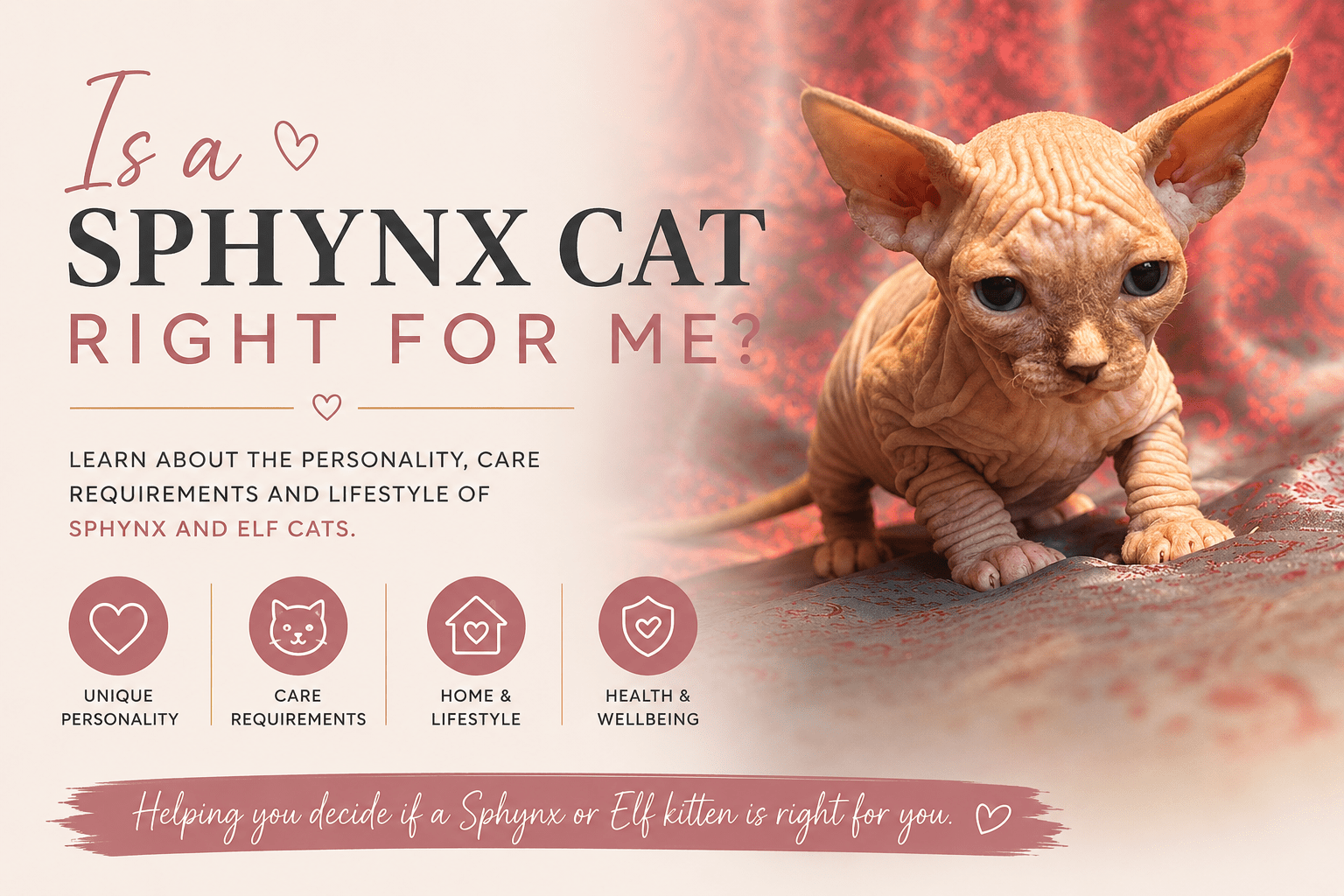 Young Sphynx kitten at Born Bold Cats and The Smart Cat Society